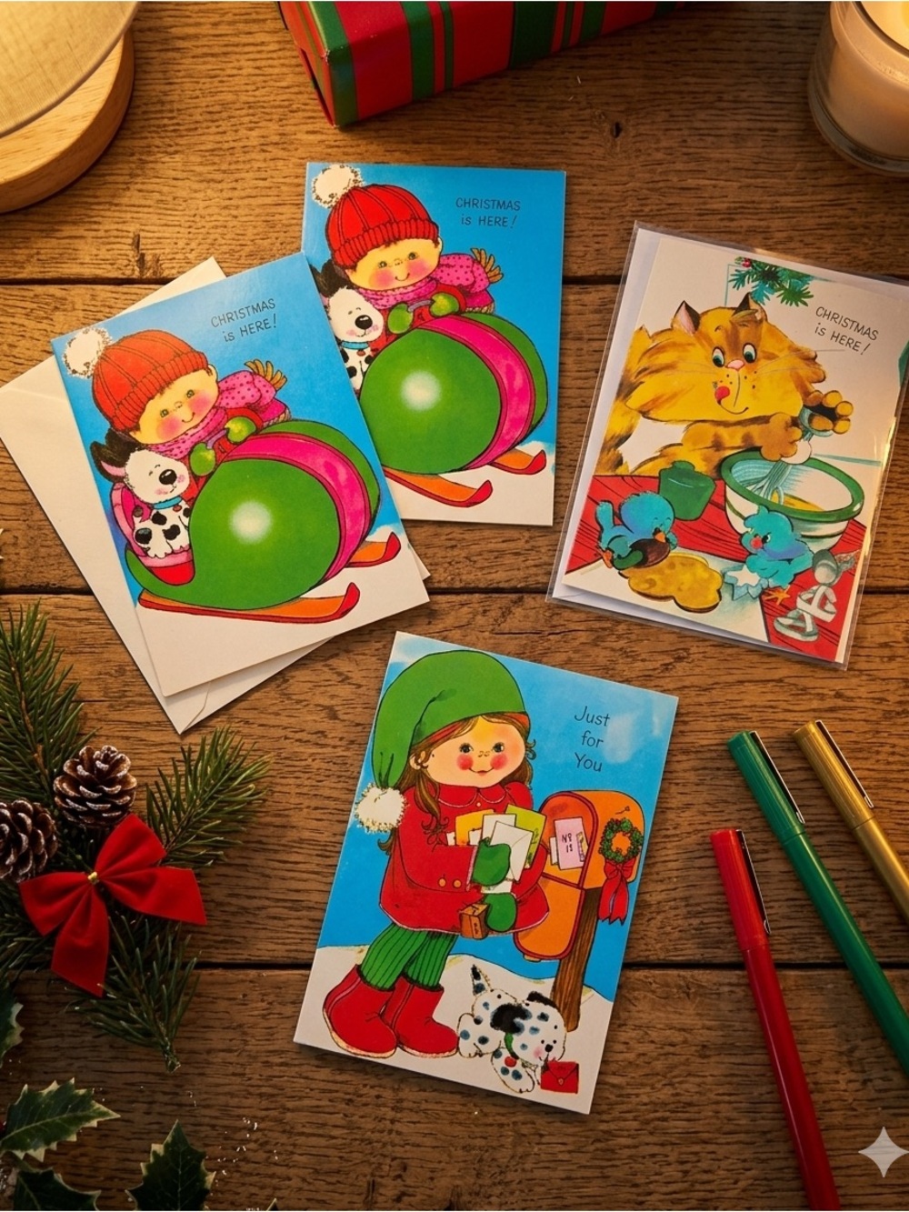 4 x Vintage Christmas Cards New with Envelopes Made in Canada